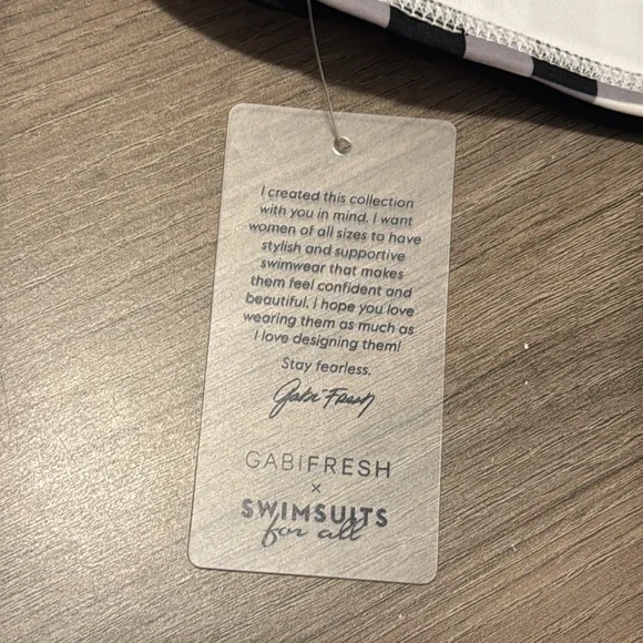 NWT Gabi fresh collab 2 piece swimsuit Black White Checkered Bikini Set 20 D/DD - Picture 8 of 9